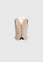 Irene - Collar Detail Cinched Suit Vest - Beige/White