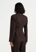 Beatrice - Tailored Cinched Blazer - Dark Brown