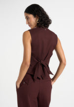 Christine - Tailored Cinch Suit Vest - Wine Red