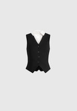 Irene - Collar Detail Cinched Suit Vest - Black/White