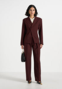 Beatrice - Tailored Cinched Blazer - Wine Red