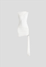 Anouk - Cap Sleeve Ring Detail Drape Mini Dress - White