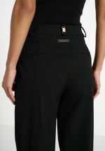 Darlene - Turn Up Detail Tailored Twin Pleat Pants - Black