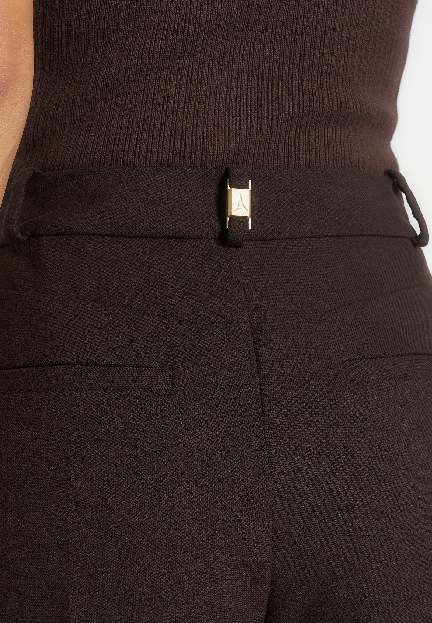 Sophie - Twist Leg Tailored Pants - Brown
