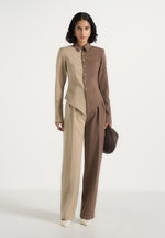 Sonia - Two Tone Tailored Shirt - Taupe/Brown