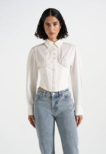 Margot - Cotton Corset Shirt - White