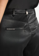 Lorette - Twin Pleat Satin Shorts - Black