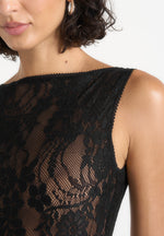 Rhonda - Open-Back Lace Bodysuit - Black