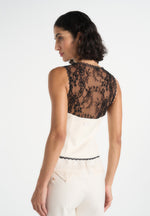 Veronica - Lace Tailored Corset Suit Vest - White