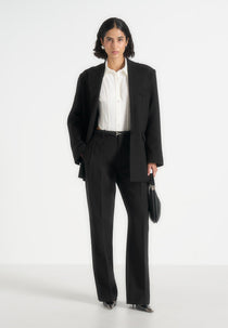 Elena - Oversized Open Back Tailored Blazer - Black