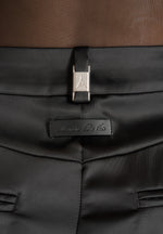 Julie - Satin Twin Pleat Pants - Black