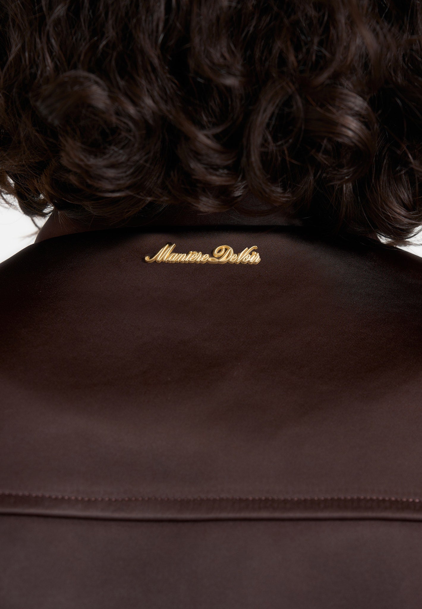 Monique - Satin Wide Shoulder Bomber Jacket - Brown