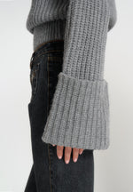 Amaya - Roll Neck Knit Sweater With Cuffs - Grey