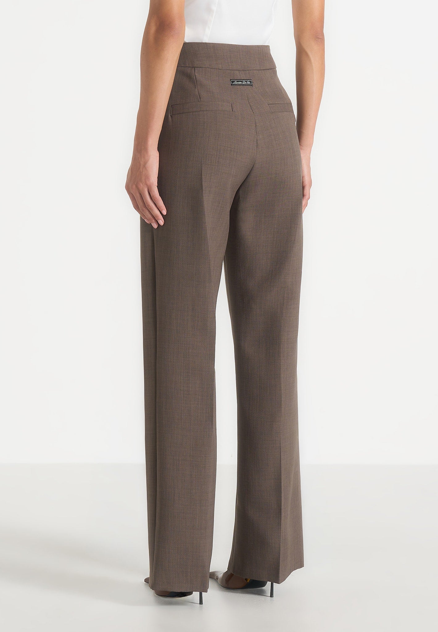 Elsa - High Waisted Tailored Pants - Dark Taupe