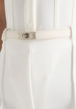 Quinn - High-Waisted Belted Fit & Flare Trousers - White