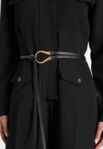 Ruby - Tailored Belted Cargo-Pocket Jumpsuit - Black