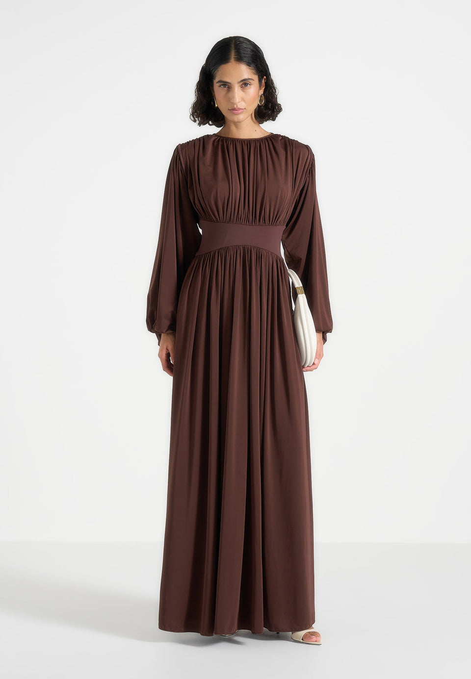 ivana-modest-pleated-cinch-maxi-dress-brown