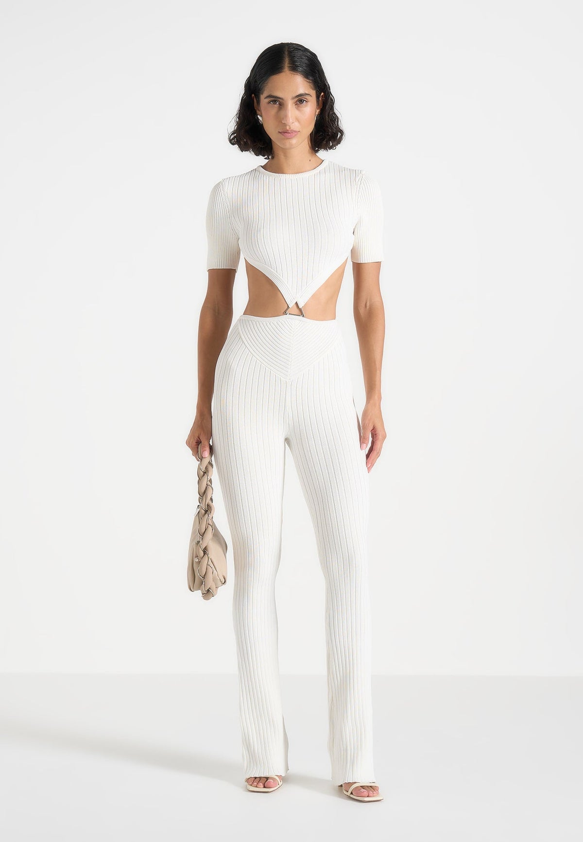 Knitted Backless Jumpsuit - Off White