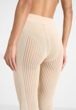 Knitted High Waisted Leggings - Beige