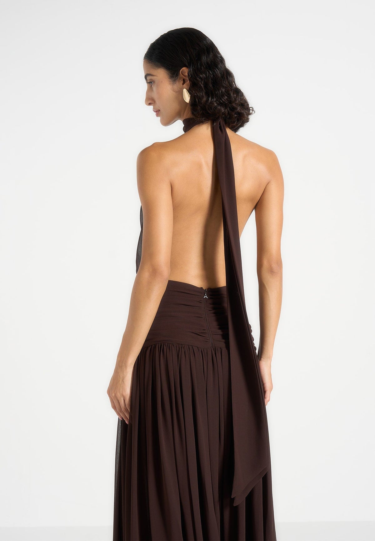 Matilda Gathered Maxi Dress - Brown