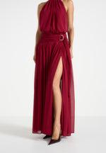 Matilda Gathered Maxi Dress - Wine Red