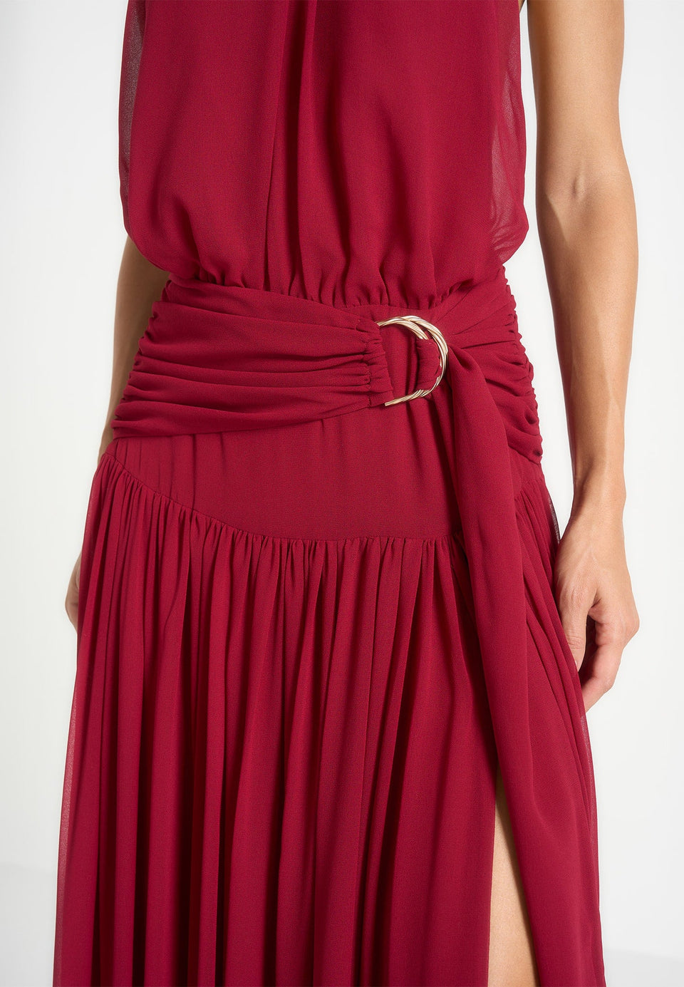 Matilda Gathered Maxi Dress - Wine Red