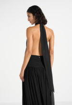 Matilda Gathered Maxi Dress - Black
