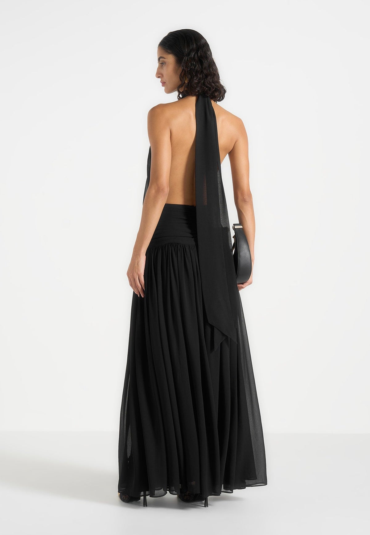 Matilda Gathered Maxi Dress - Black