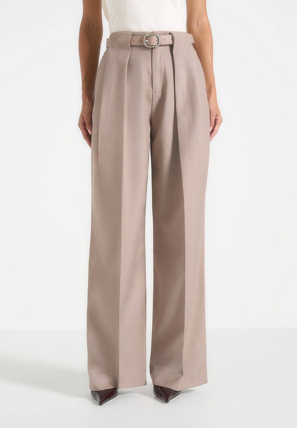 Jodie Pleated Trousers - Taupe