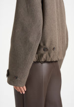 Cameron - Unisex Oversized Textured Tailored Bomber Jacket - Taupe