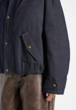 Cameron - Unisex Oversized Denim Bomber Jacket - Indigo