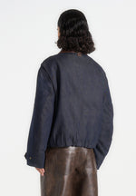 Cameron - Unisex Oversized Denim Bomber Jacket - Indigo