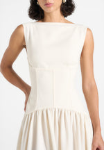 paige-boat-neck-corset-dress-cream