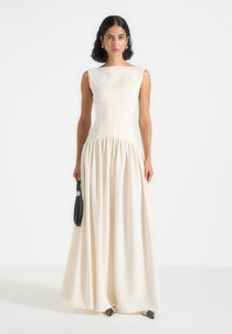 Zadie - Boat Neck Corset Maxi Dress - Cream