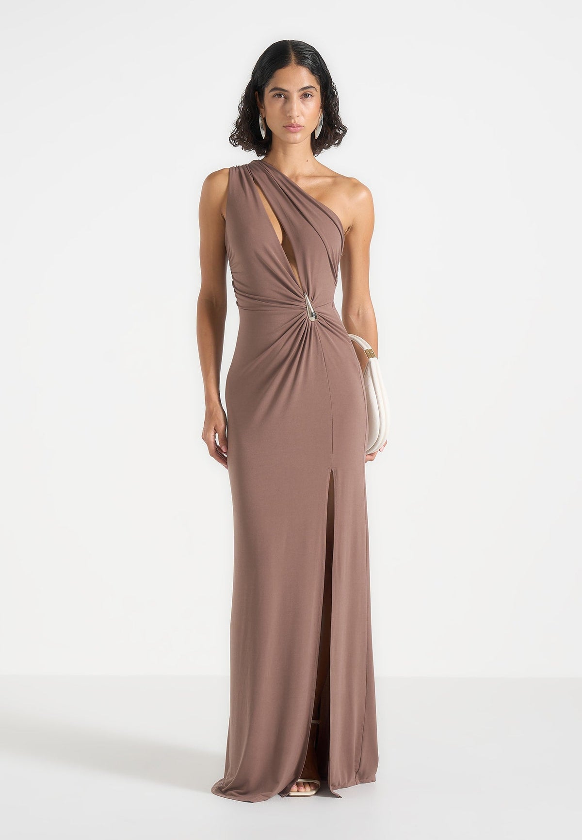 Vanessa Asymmetric Maxi Dress - Taupe