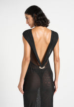 Ulina Seamed Hardware Detail Maxi Dress - Black