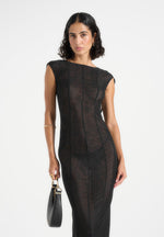 Ulina Seamed Hardware Detail Maxi Dress - Black