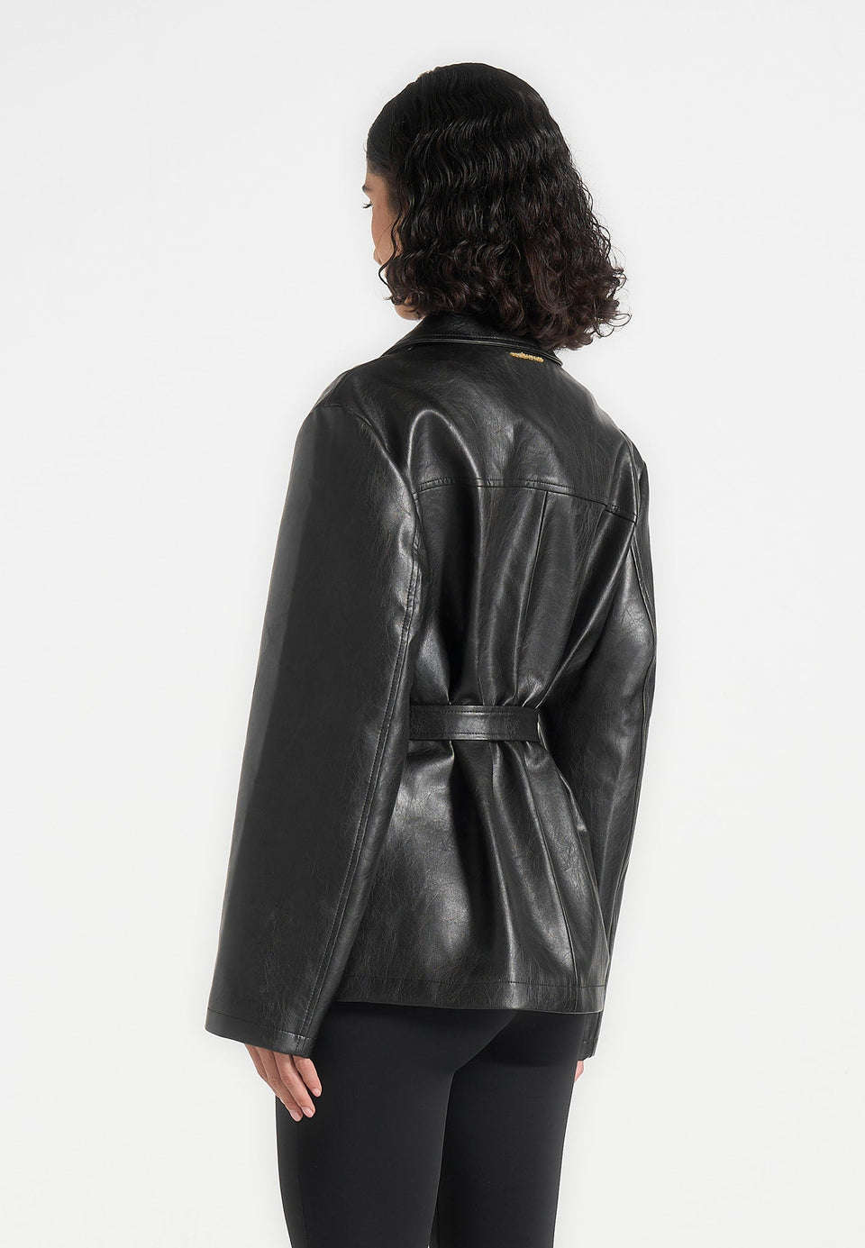 Whitney - Oversized Blazer Jacket With/ Belt - Black