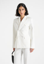 Maia Contrast Satin Blazer - White