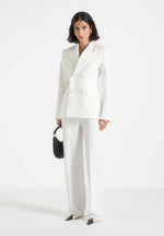 Maia Contrast Satin Blazer - White