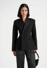 Maia Contrast Satin Blazer - Black