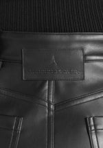 Astrid - Wrapover Wide Leg Leather Trousers - Black