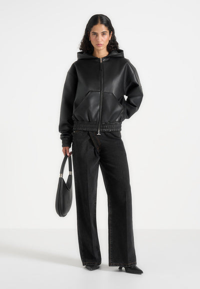 unisex-leather-cropped-hoodie-black1