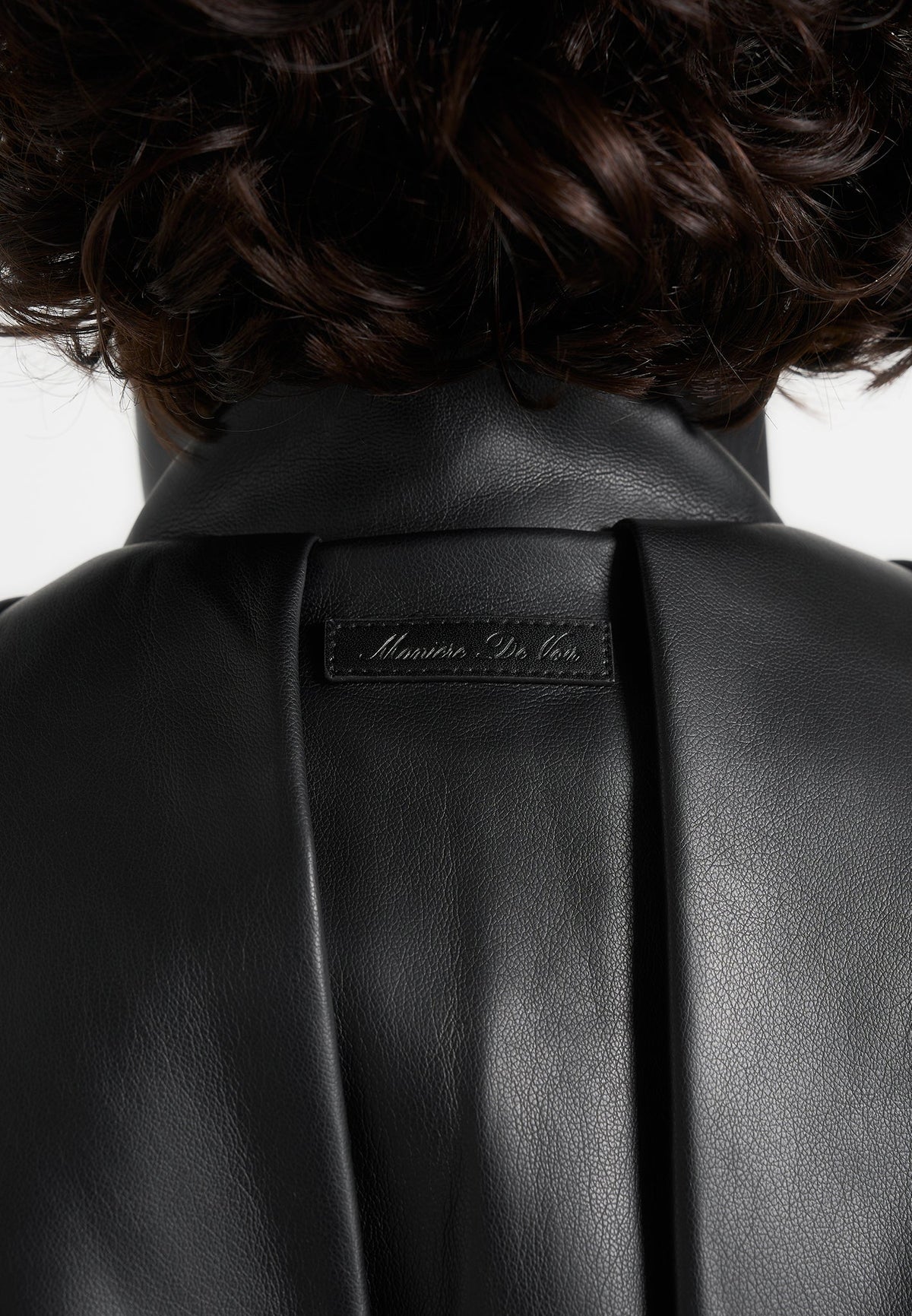 Piper - Oversized Pleated Leather Bomber Jacket - Black