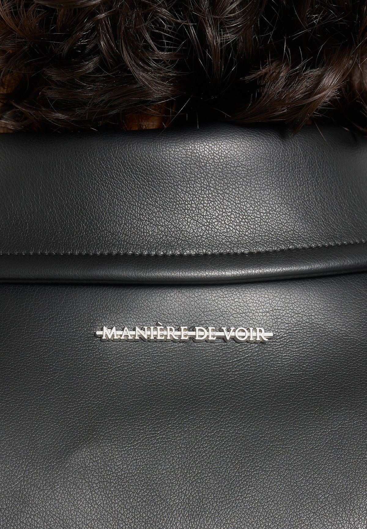 Maggie - Leather Collared Hourglass Jacket - Black