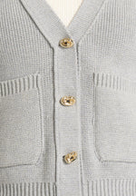 Tessa - Cinched Waist Cotton Cardigan - Grey