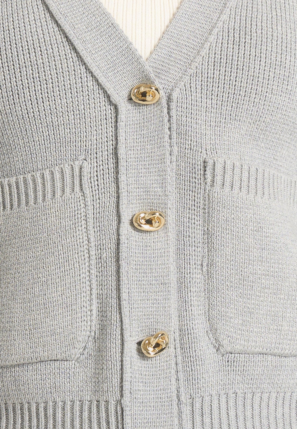 Tessa - Cinched Waist Cotton Cardigan - Grey