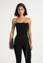 Karima - Ottoman Bandage Knit Corset Top - Black
