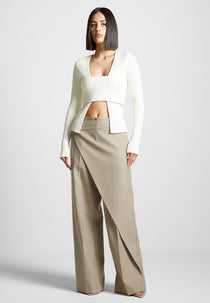 Colette - Wrap Tailored Trousers - Beige