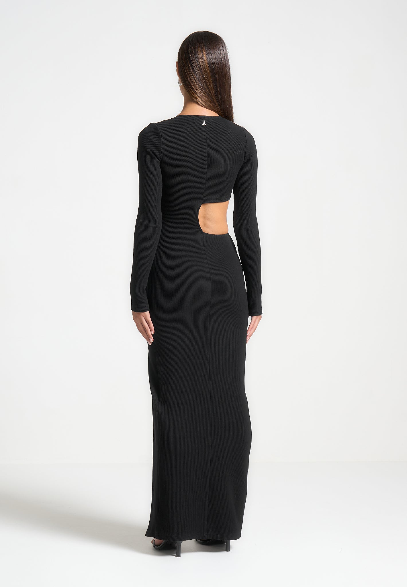 asymmetric-button-up-cut-out-maxi-dress-black